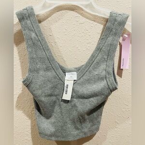 Wild Fable Heather Gray Ribbed Scoop Crop Tank